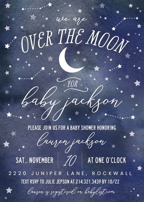 Printable Over The Moon Baby Shower Invitation Moon And Etsy