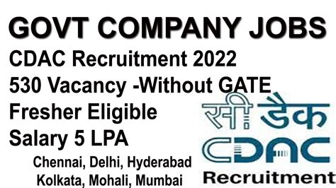 Cdac Recruitment Vacancy Without Gate Fresher Eligible