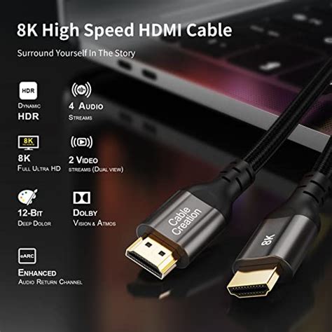 HDMI ARC Cable, CableCreation 8K HDMI Cable 10ft (48Gbps, 8K@60Hz) - 10 ...