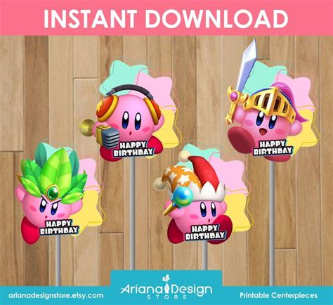 Kirby Centerpieces Printables Kirby Table Decoration Kirby Party