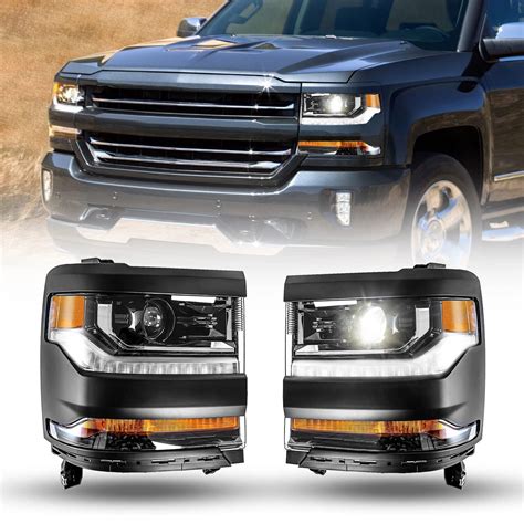 Winjet For 2016 2017 2018 2019 Chevy Silverado 1500 Hid Xenon Led Projector Headlights Black