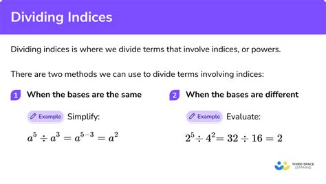 Dividing Indices Gcse Maths Steps Examples Worksheet