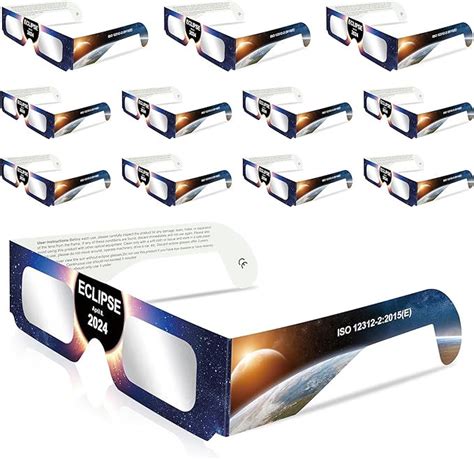 Sngeirkn Solar Eclipse Glasses Aas Approved 2024 12 Pack Solar Eclipse Glasses For Direct Sun