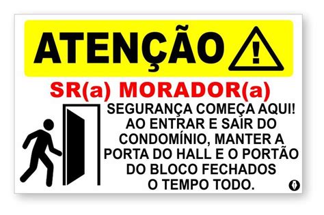 Placa de Sinalização Atenção Mantenha a porta Fechada PVC