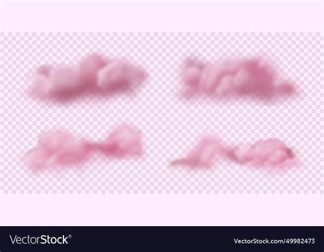 Set of realistic pastel colored pink clouds Vector Image