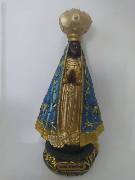 Imagem Nossa Senhora Aparecida 22cm Azul Dourado Resina Elo7