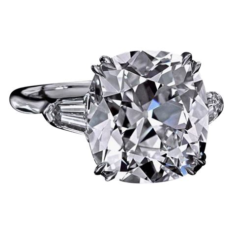 Old Mine Cut Diamond Platinum Three Stone Ring At 1stDibs