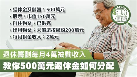 【理財個案】退休籌劃每月4萬被動收入 教你500萬元退休金如何分配