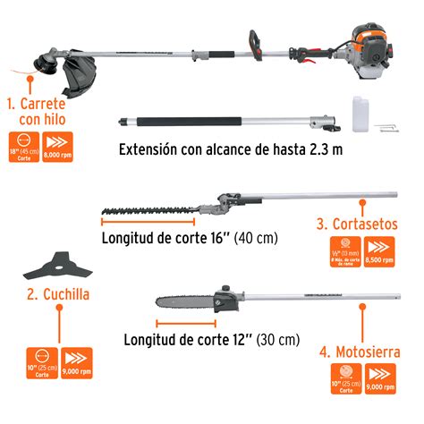 Ficha Tecnica Desbrozadora Multifuncional 4 En 1 A Gasolina 45 Cc Truper