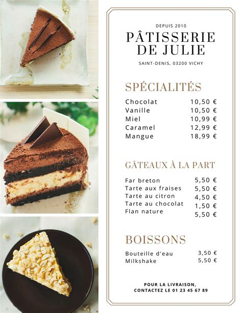 Menus de boulangerie les plus beaux modèles du Web Canva