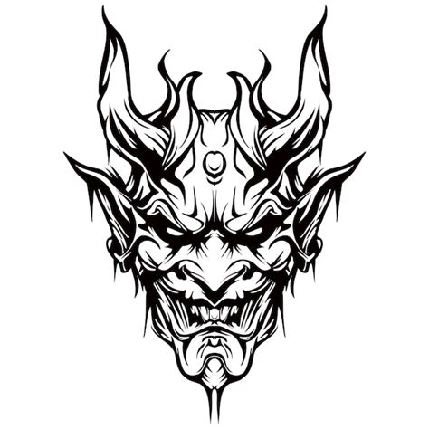 Premium Vector Hannya Mask Outline Drawing