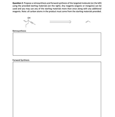 Solved Question Propose A Retrosynthesis And Forward Chegg