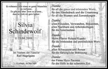 Traueranzeigen Von Silvia Schindewolf Trauer Hna De