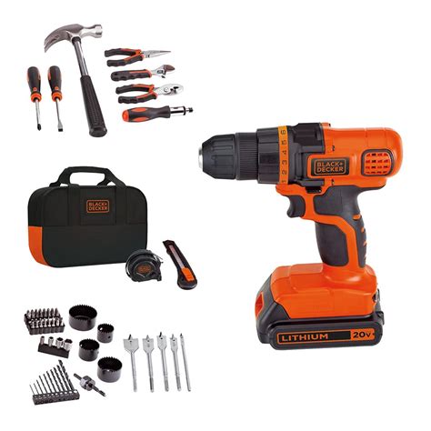 BLACK DECKER 20V Max Drill Home Tool Kit 68 Piece LDX120PK 20V