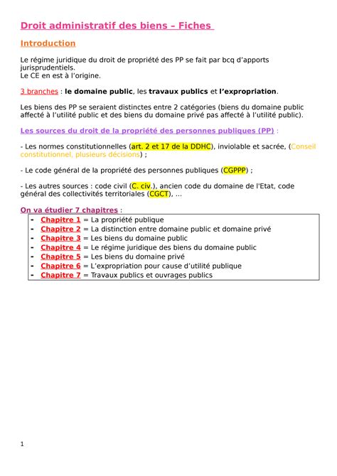 Fiches Adm Cours Droit Administratif Des Biens Fiches