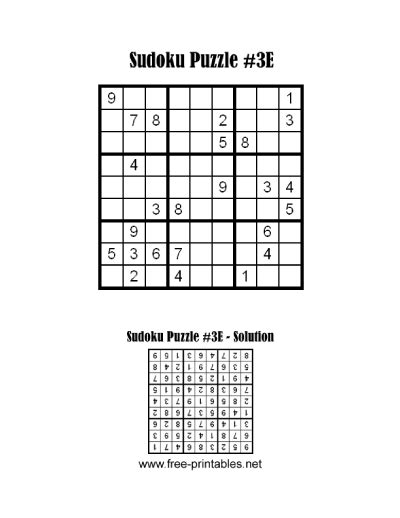 Easy Sudoku Puzzle Three Printable Sudoku Puzzles