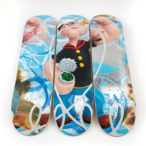 Jeff Koons Popeye Triptych Pop Art Limited Edition Skateboard Set