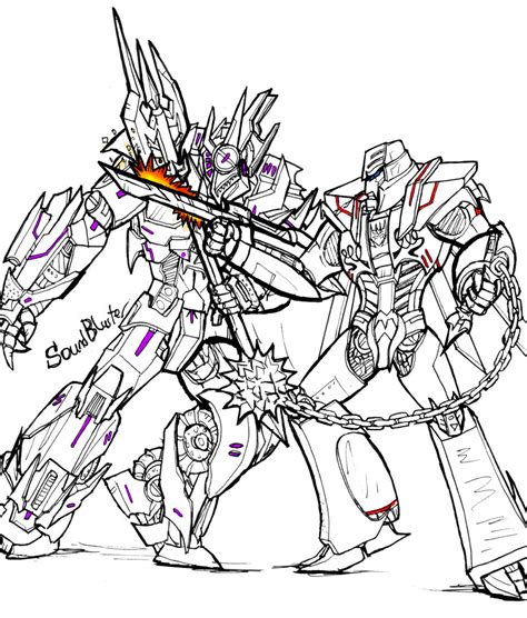 Optimus Vs Megatron Sg Line Art By Soundbluster On Deviantart