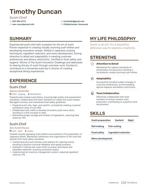 3 Successful Sushi Chef Resume Examples And Writing Tips For 2024