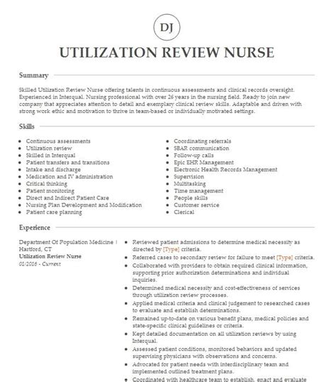 Utilization Review Nurse Resume Objective Example