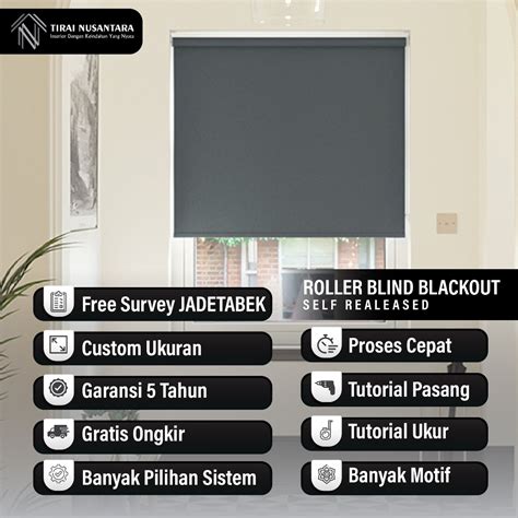 Jual Roller Blind Blackout Self Released Sp Tirai Gulung Kantor