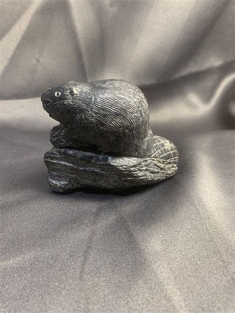 The Wolf Sculptures Inuit Soapstone Carved Beaver A Wolf Original