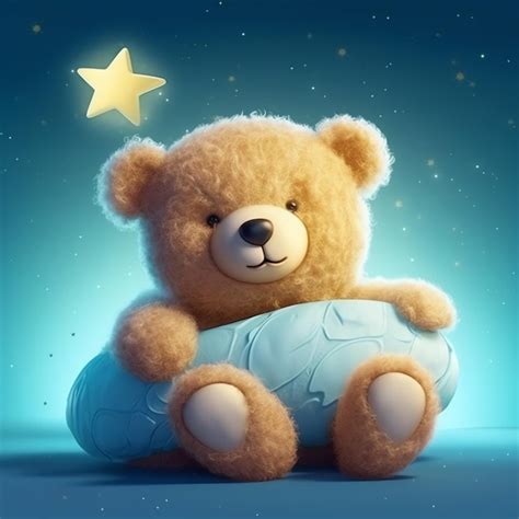 Premium Photo Digital Art Two Cute Teddy Bears Sitting On Cloud And