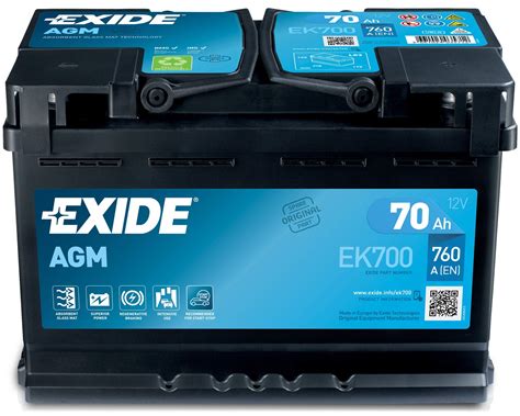 Buy Exide 096 AGM Car Battery 70Ah AGM700 EK700 Large Online At