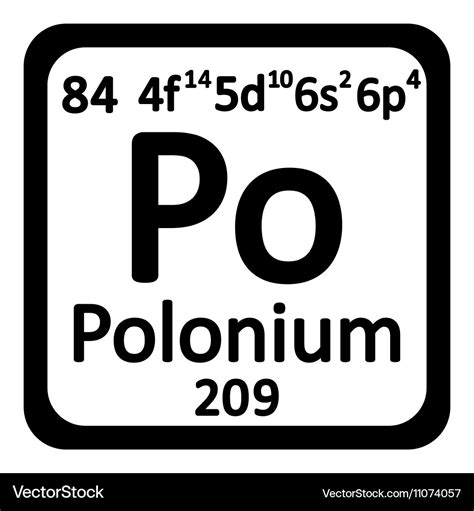 Periodic Table Element Polonium Icon Royalty Free Vector