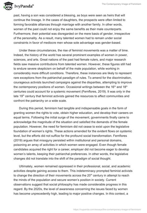 The Contemporary Image Of Feminism 2176 Words Essay Example