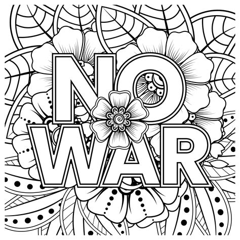 No war and stop war banner or card template with mehndi flower 6406838 Vector Art at Vecteezy