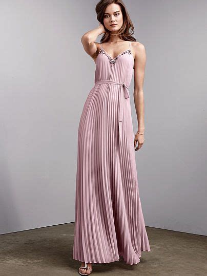 Knife Pleat Maxi Dress In Violet Pearl With A Touch Of Embellishment Up Top Simple Romantic