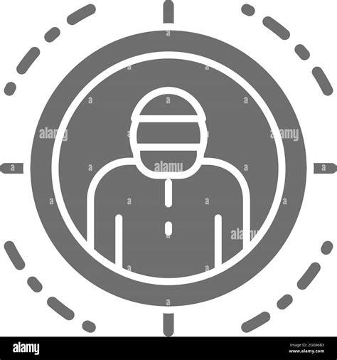 Criminal In Sniper Scope Target For Shooting Grey Icon Stock Vector