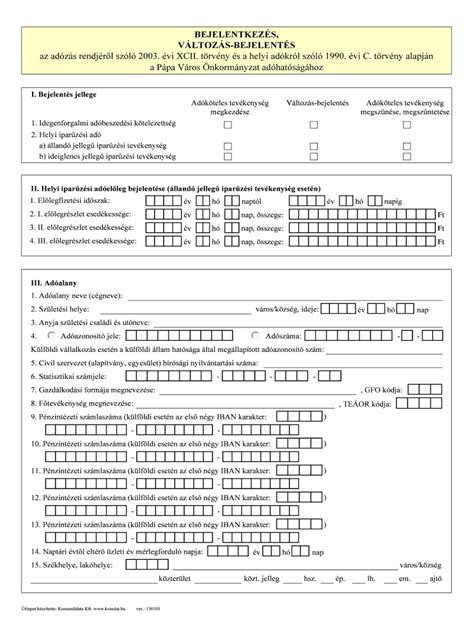 Fillable Online Papa A Ppa Vros Nkormnyzat Adhatsghoz Fax Email Print