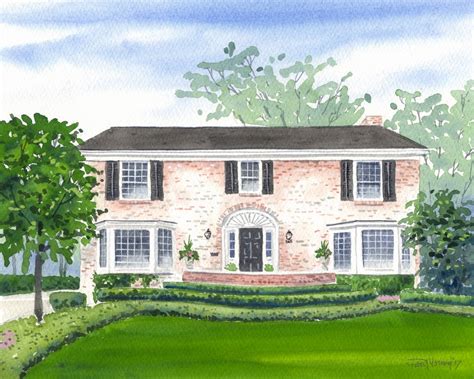 Custom 8x10 Watercolor Home House Portrait Painting Free Etsy