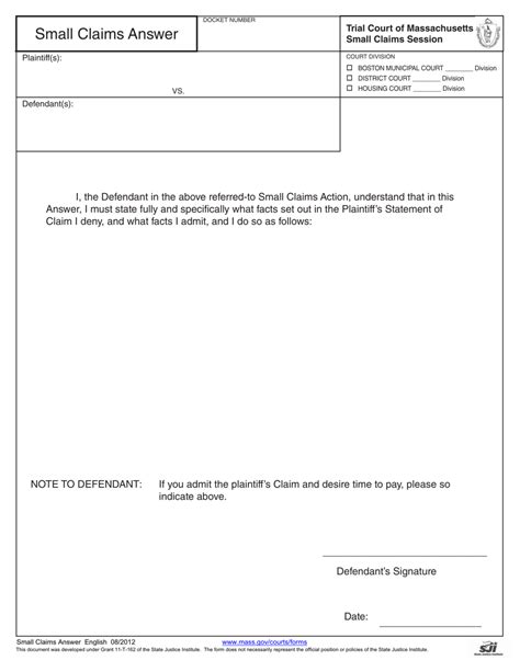 Small Claims Court Template