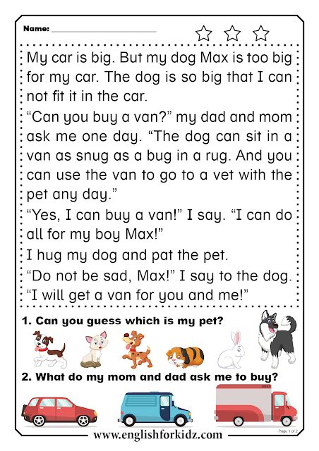 English Worksheets And Other Printables For Grade 1