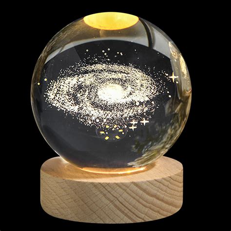 Glowing Planetary Galaxy Astronaut Crystal Ball Night Lights USB Power