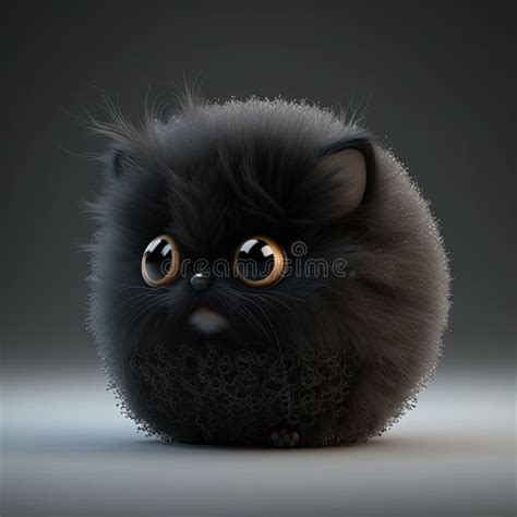 Ball With Short Fur Cute Eyes Generative Ai Stock Illustration