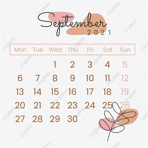 September Calendar Vector Design Images, September 2021 Calendar With ...