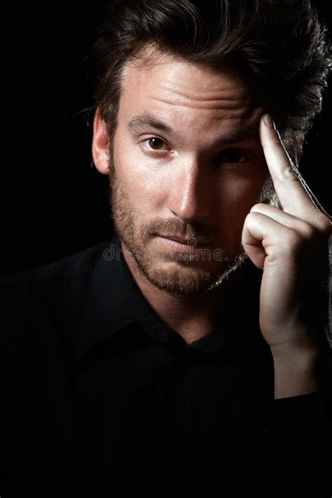 Man In Black Thinking Stock Image Image Of Dark Caucasian 20750931