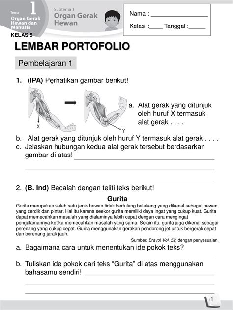 Lembar Portofolio Bupena Kelas 5 Tema1 Subtema 1 Lembar Portofolio