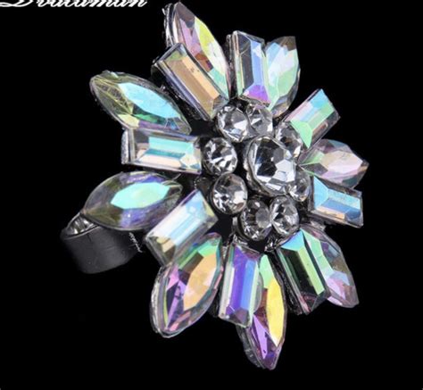 R Crystal Colored AB Rhinestone Ring Jewelry For Bikini Competition And Figure Competition