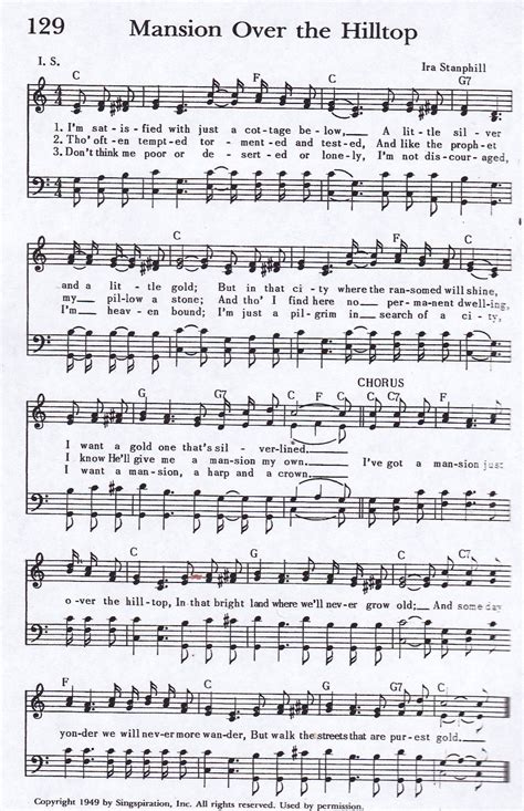 Mansion Over The Hilltop Hymn SATB Hymn Music Hymns Lyrics