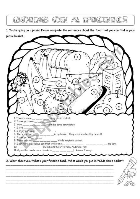 Going On A Picnic Editable ESL Worksheet By MayaWee