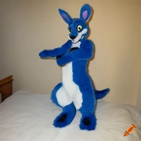 Cartoony Kangaroo Fursuit In Dark Blue And White On Craiyon