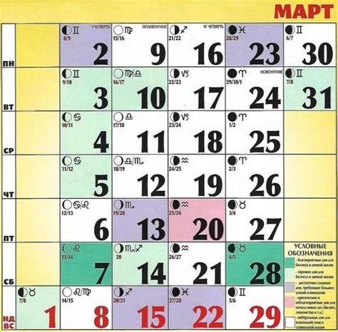 Лунный календарь на март - когда благоприятные и неблагоприятные дни ...