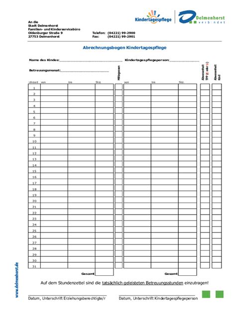 Ausf Llbar Online Faq Kita Portal Stadt Delmenhorst Fax Email Drucken