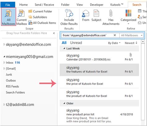 Quickly Search Or Find All Emails From A Specific Person In Outlook