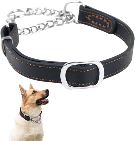 Martingale Half Dog Choke Collar Genuine Leather Dog Collar Dog Choker